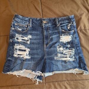 American Eagle Next Level Stretch Curvy Hi Rise Shortie Denim Shorts